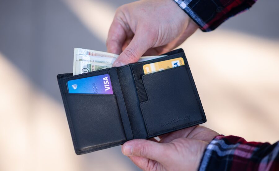 wallet with cash and credit card